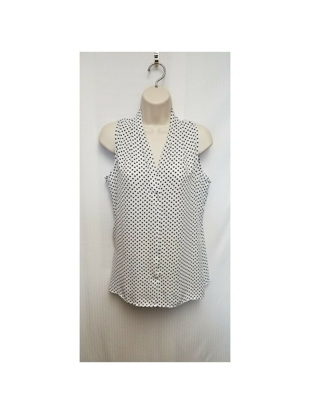 Violet & Claire Women’s White & Black Polka Dotted Sleeveless Top Size M - Picture 4 of 8